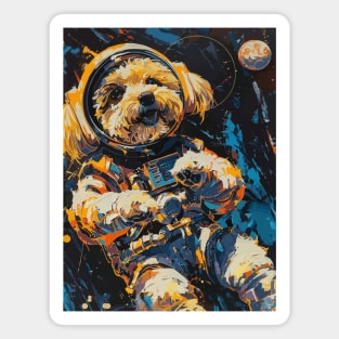 Textured maltese dog astronaut portrait Magnet